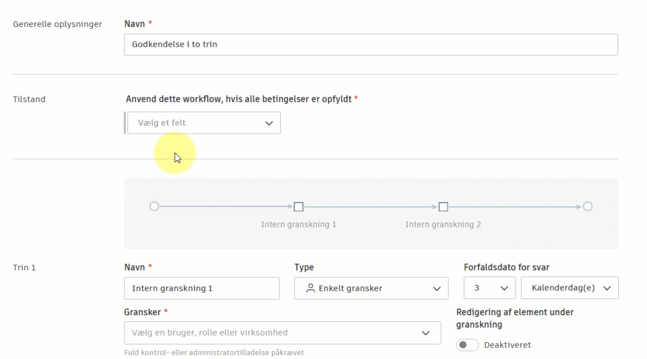 Eksempel på godkendelsesbetingelser