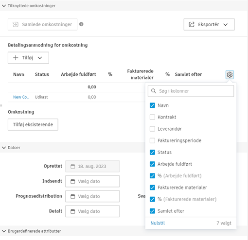 Tilknyttede omkostninger