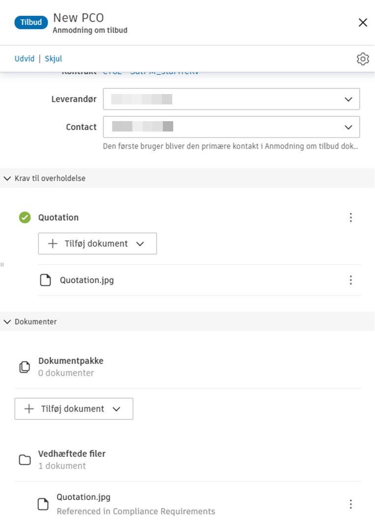 Eksempel på e-mailsvar, der viser vedhæftning med tilbud