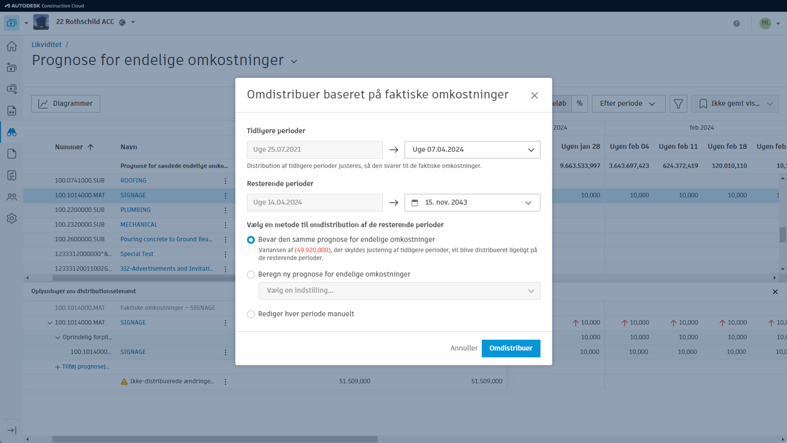 Valgmuligheder for prognosejustering