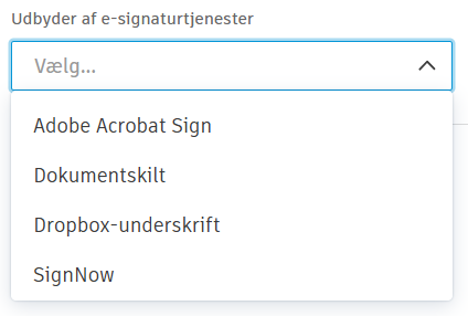 Vælg udbyder af elektroniske underskrifter