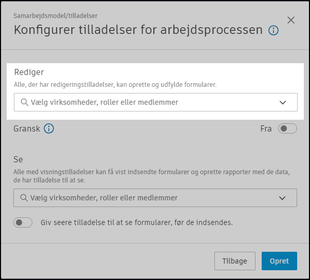 Konfigurer tilladelser