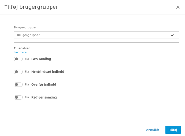 Tilføj brugergrupper