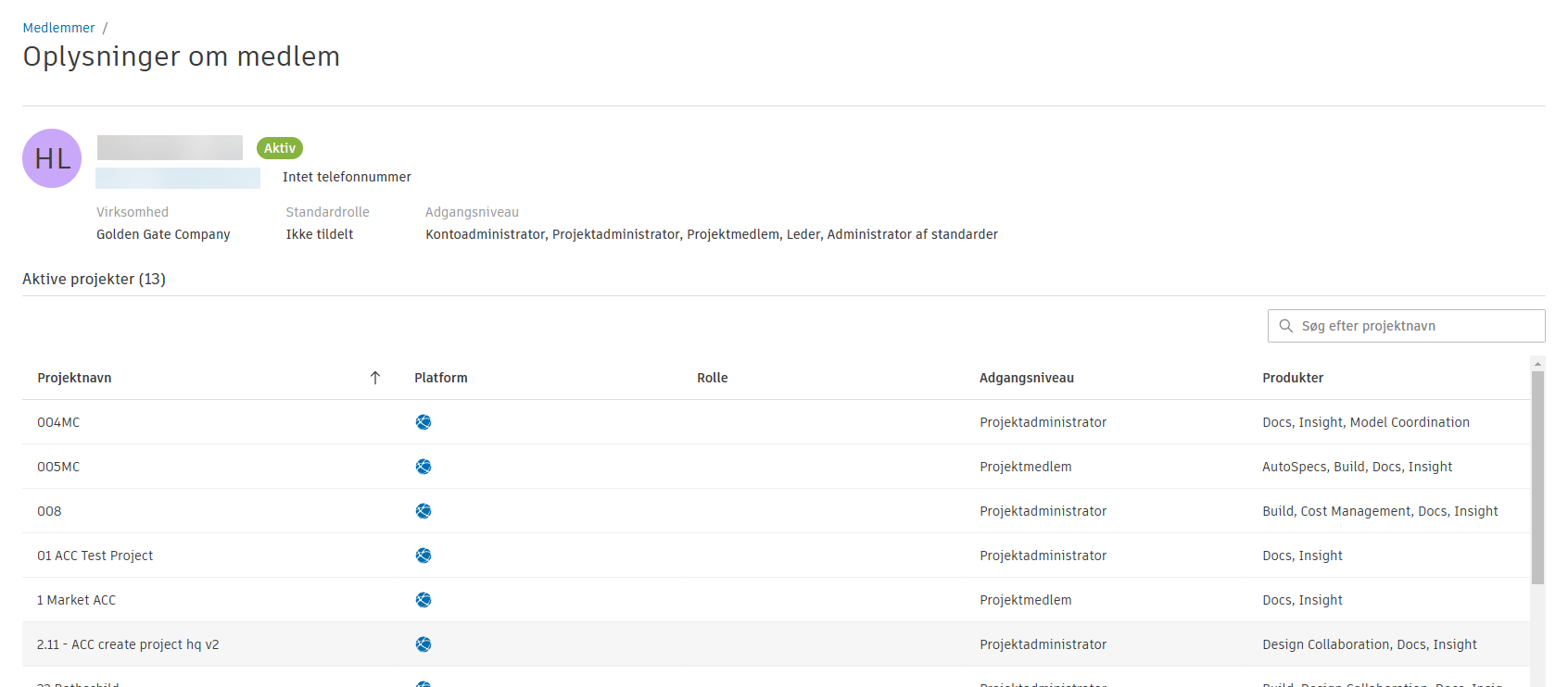 Projekter med medlemsoplysninger