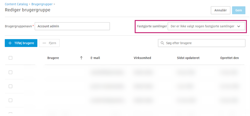 Fastgjorte samlinger