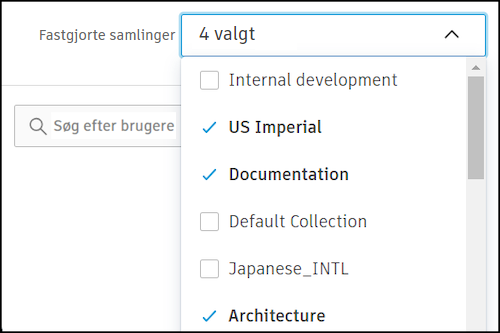 Vælg fastgjorte samlinger