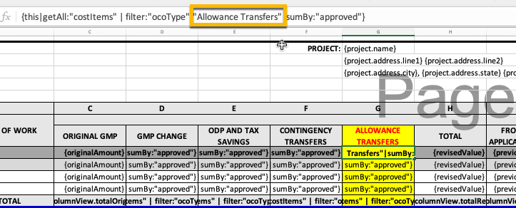 Excel-Tabelle mit Konfiguration für übereinstimmende Typnamen