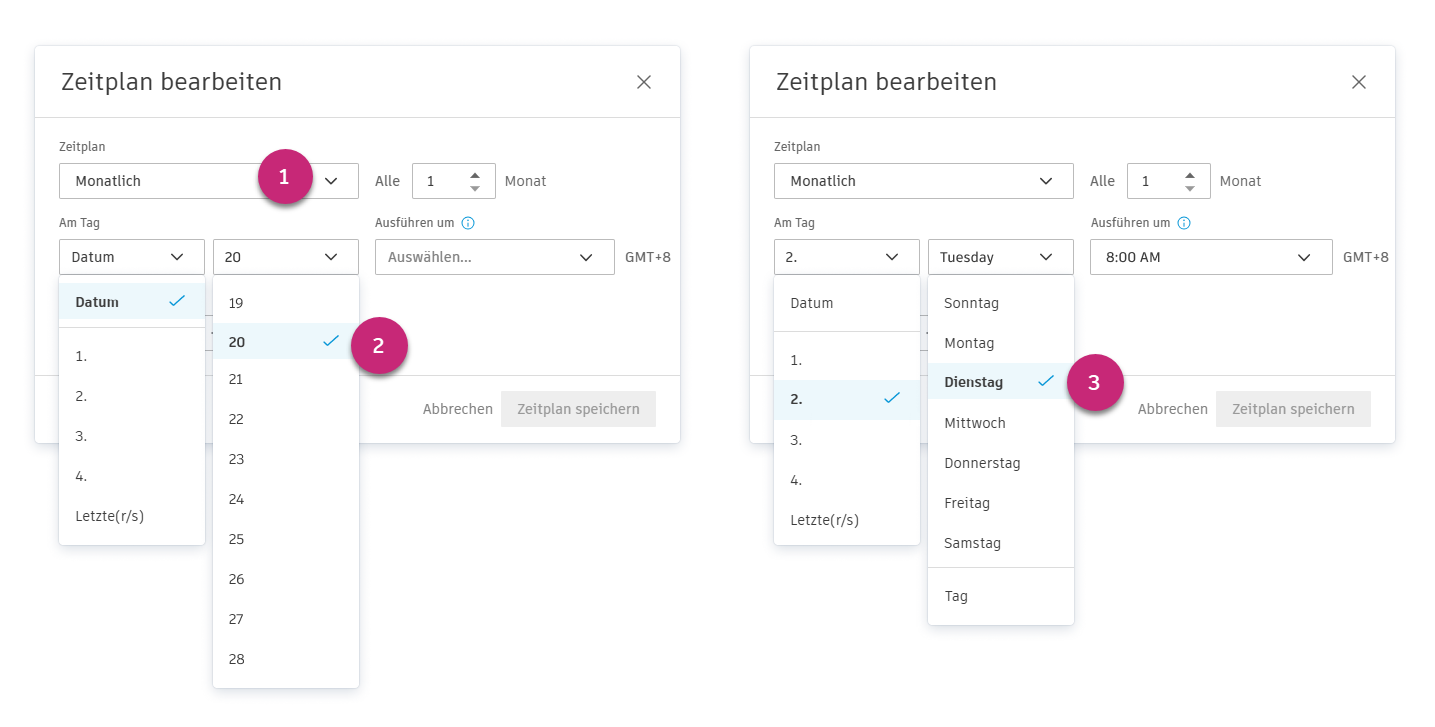 Einstellung Budget-Snapshot