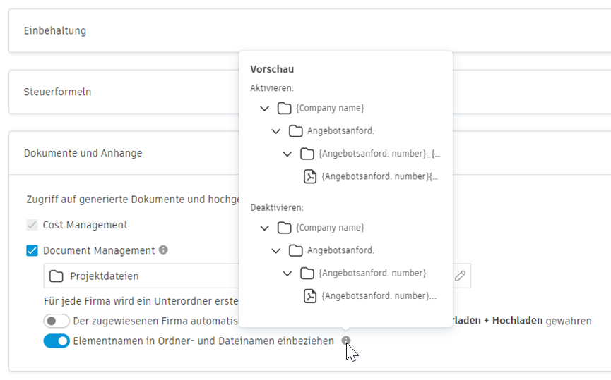 Dokumentname kürzen