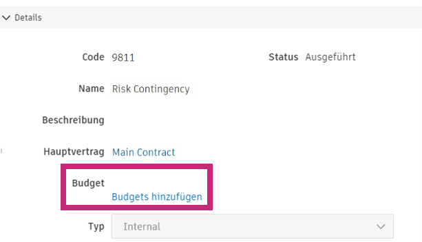 Budget hinzufügen