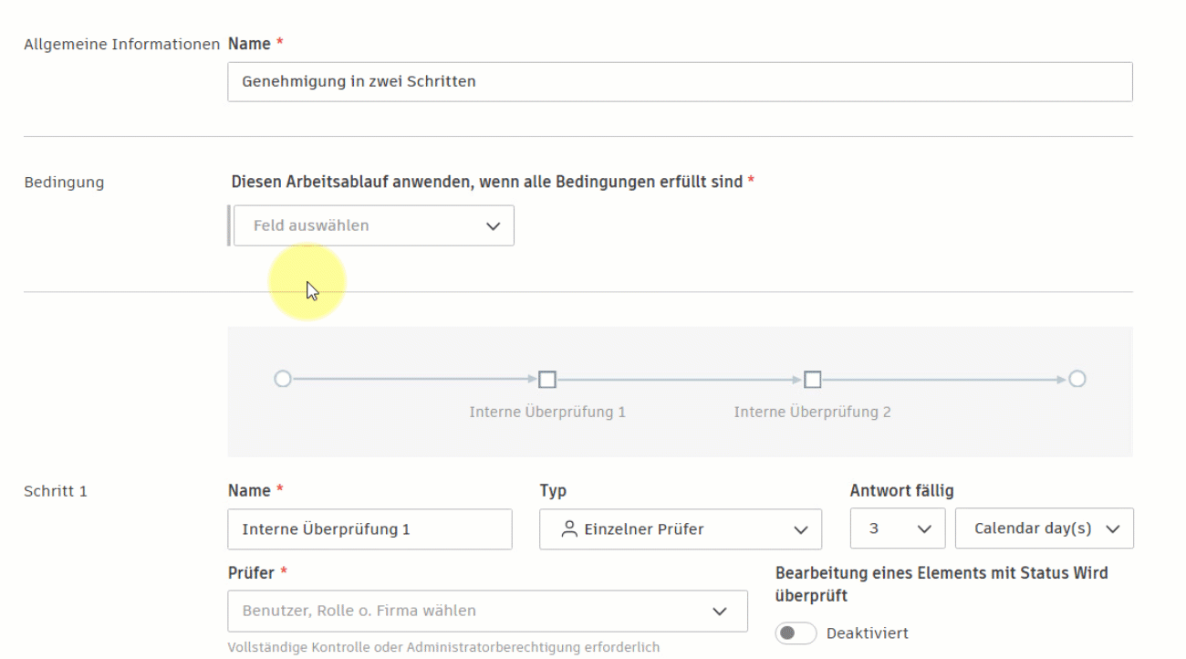 Beispiel für Genehmigungsbedingungen