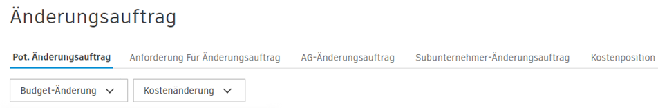 Optionen für Budget- und Kostenänderungen