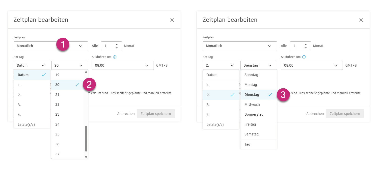 Einstellung Budget-Snapshot