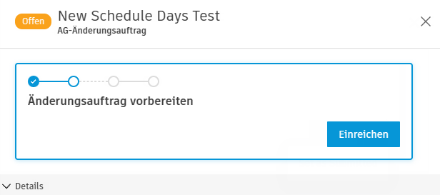 Arbeitsablaufaktionen in Änderungsaufträgen