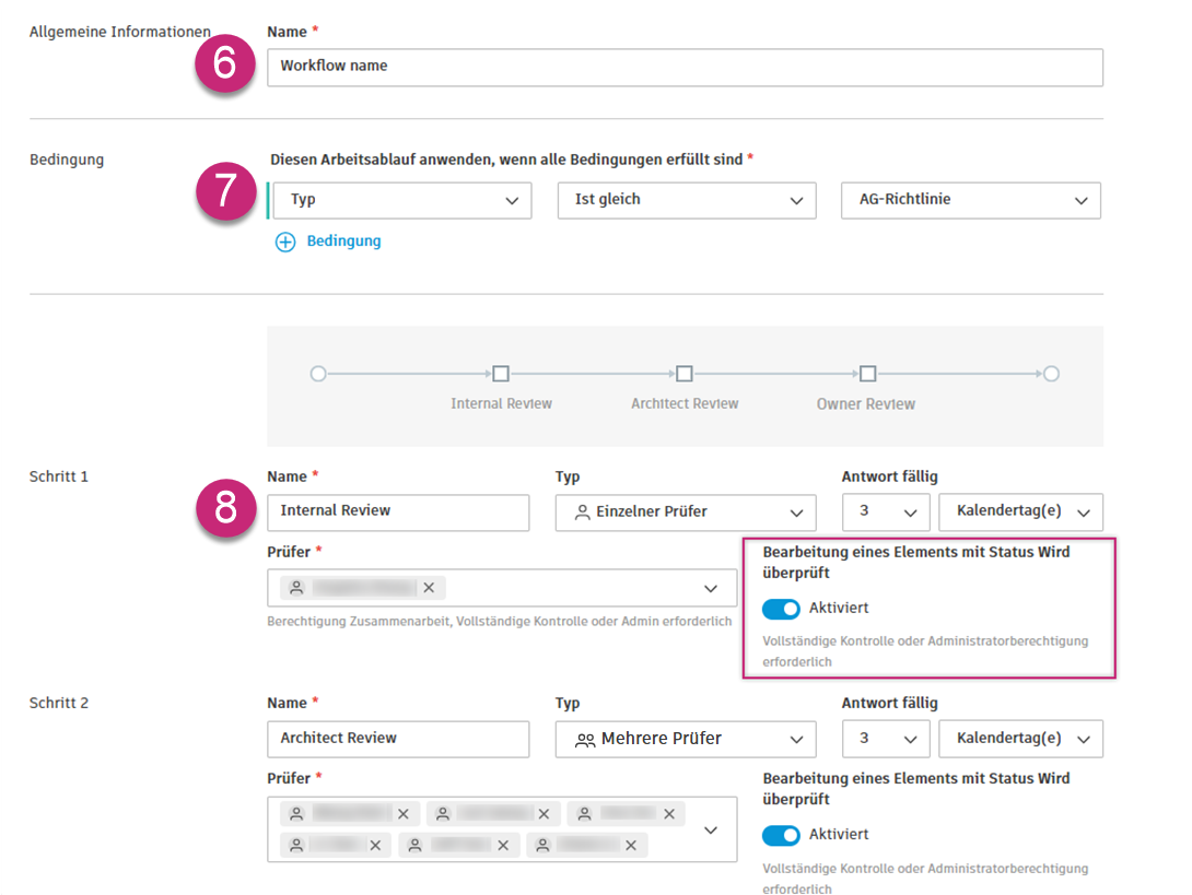 Einrichtung des Kostengenehmigungsarbeitsablaufs