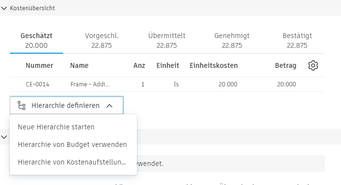 Hierarchie von Unterelementen definieren