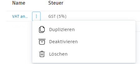 Kostensteuer, Formel, Menü Mehr