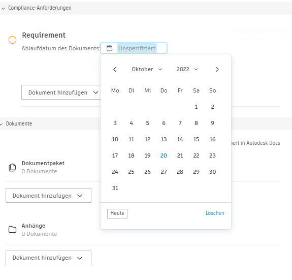 Compliance-Anforderungen - Konfigurationsdialogfeld Ablaufdatum