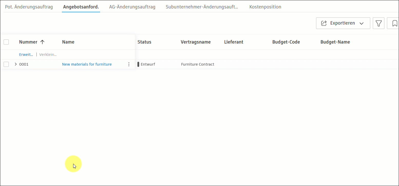 Prozess zum Lösen einer Angebotsanforderung
