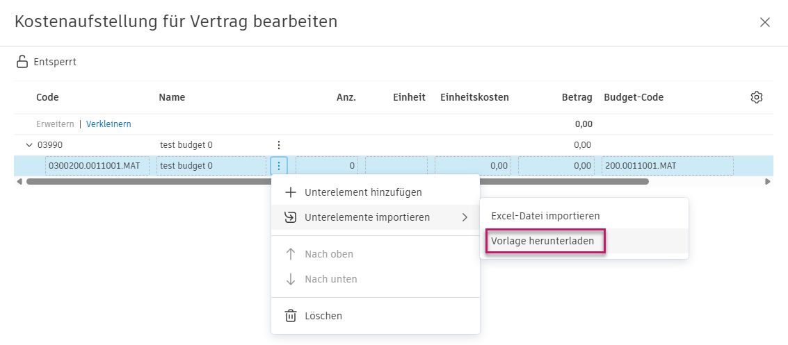 Kostenaufstellungsvorlage herunterladen