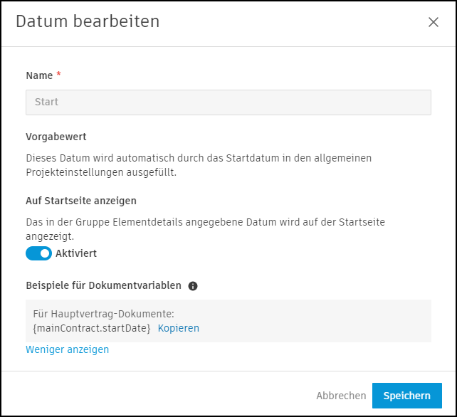 Gruppe Datumskonfiguration bearbeiten