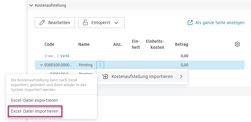 Excel-Datei importieren