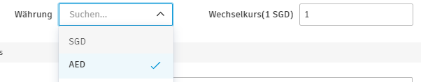 Beispiel für mehrere Währungen