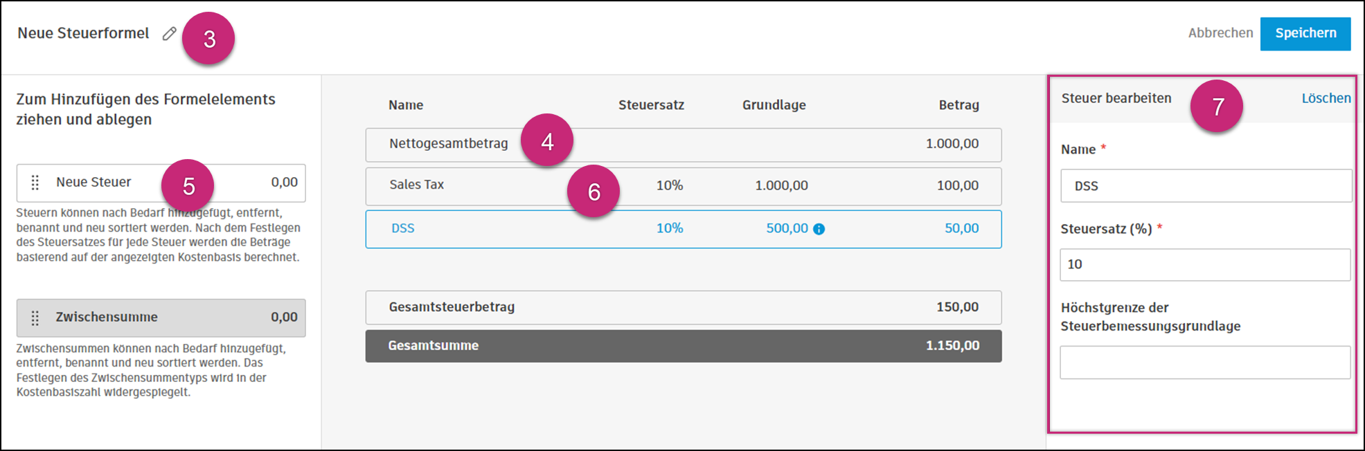 Neue Steuer bearbeiten