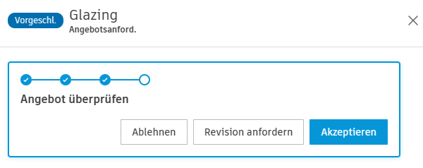 Arbeitsablaufaktionen für Angebotsanforderungen