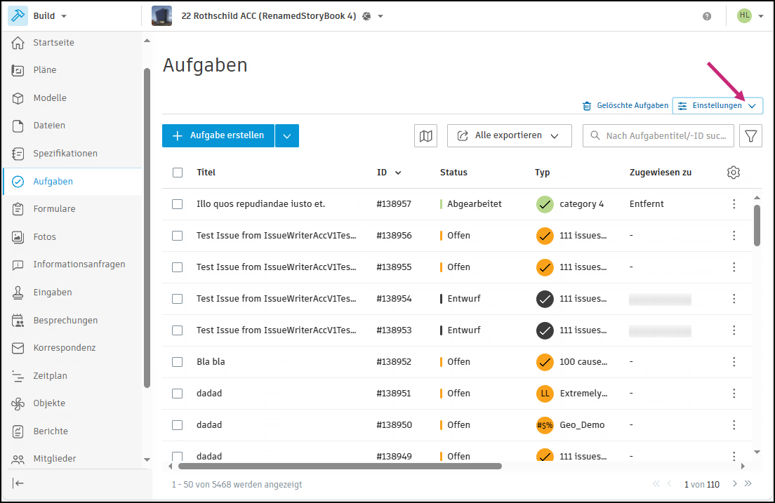 Aufgaben beim Einstellen der Navigation