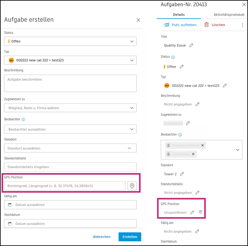 Hinzufügen von GPS-Positionen im Internet