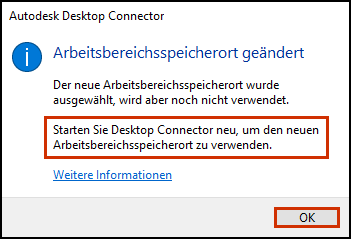 Arbeitsbereich ändern starten