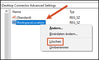 Arbeitsbereich ändern - DeleteKey