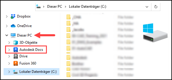 Ordnerspeicherort für Docs-Version 15