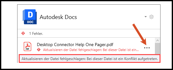 Mit Mauszeiger über Meldung fahren