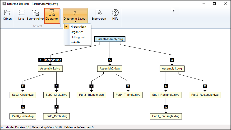 Datenansichten im Referenz-Explorer