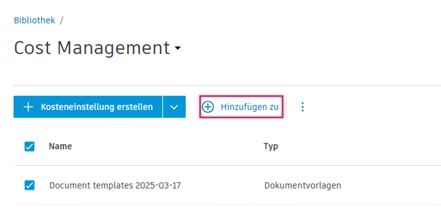 Zu Projektbibliothek hinzufügen