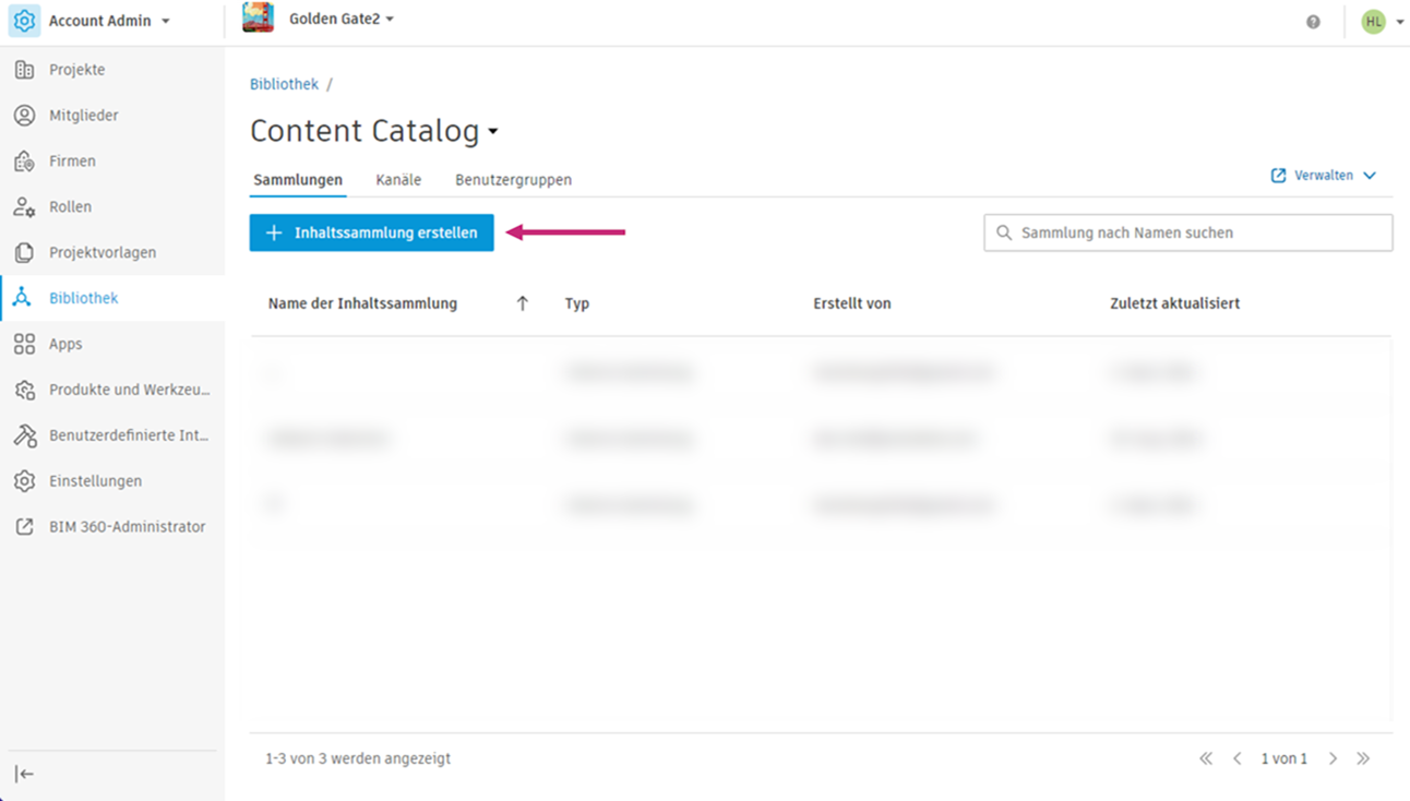 Inhaltssammlung erstellen