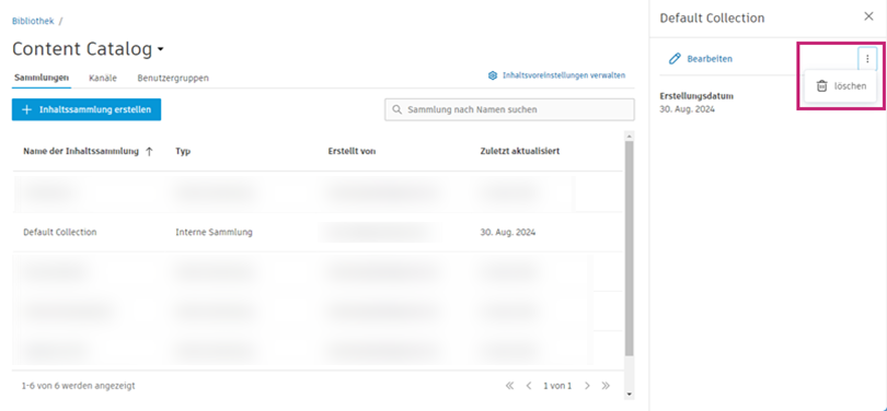 Sammlung löschen