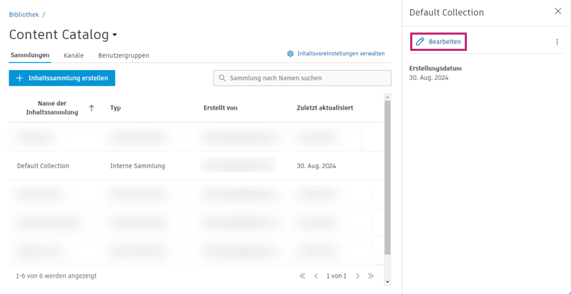 Inhaltssammlung bearbeiten