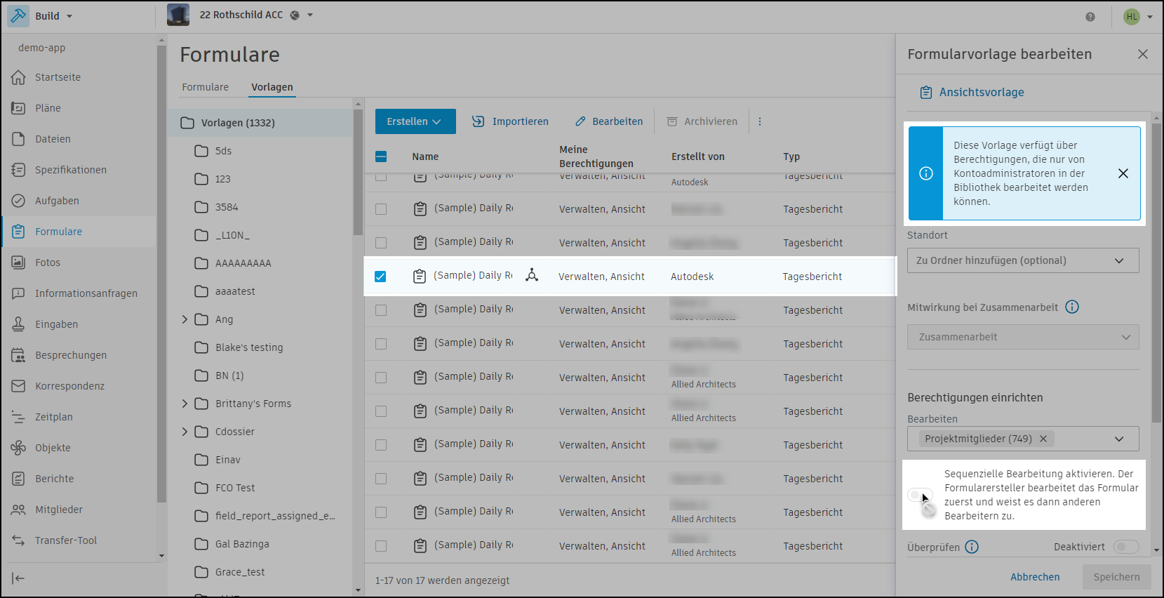 Banner Bibliotheksformularvorlage bearbeiten