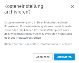 Kosteneinstellung entfernen