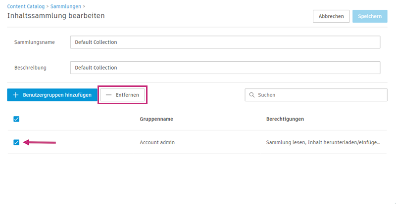 Benutzergruppen entfernen