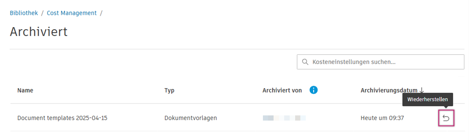 Schaltfläche Wiederherstellen