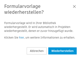 Formularvorlage wiederherstellen