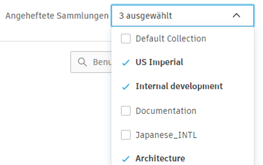 Angeheftete Sammlungen auswählen