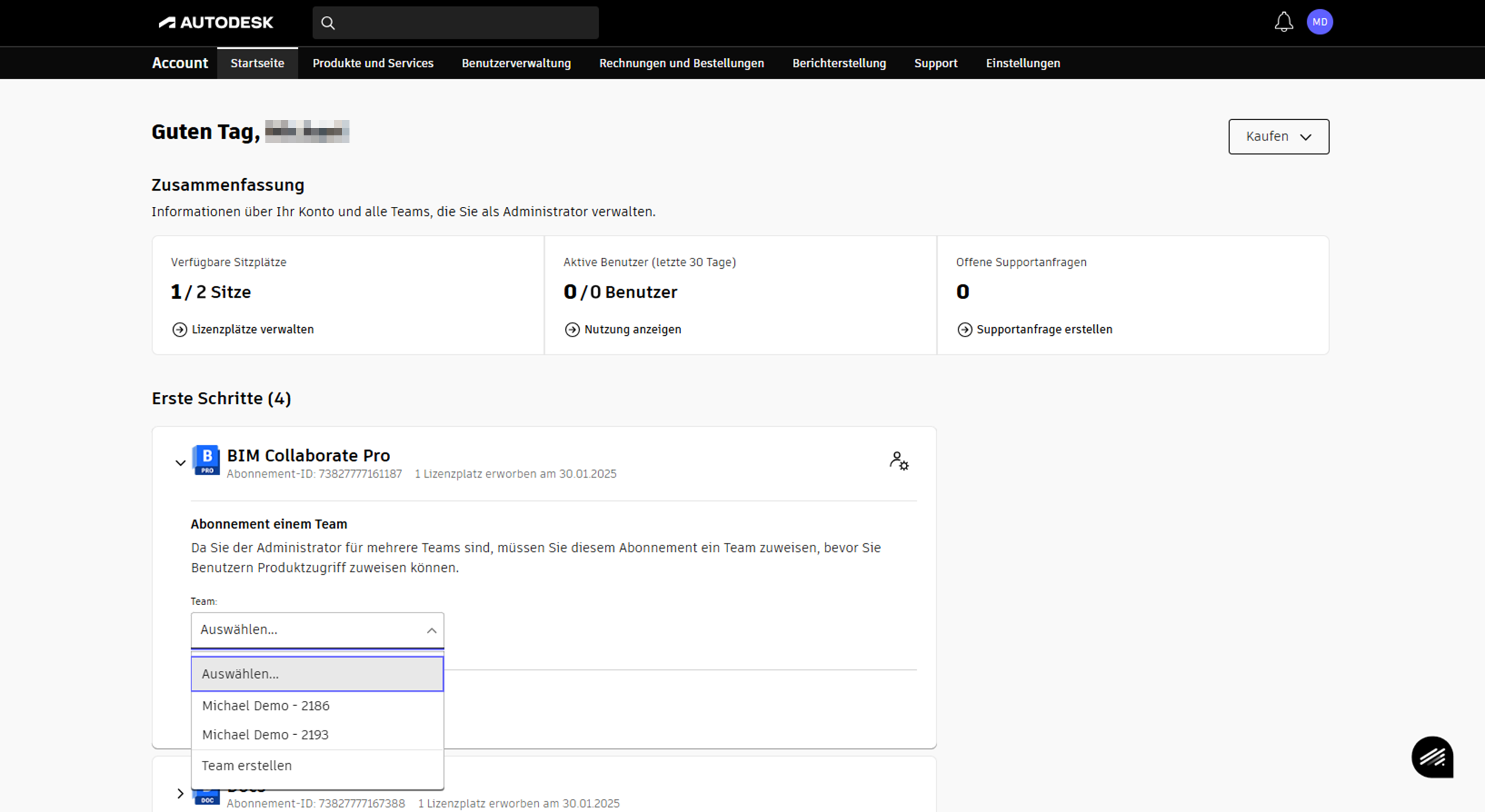 Zuweisen eines Teams
