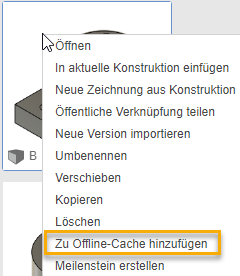 Gruppe Daten - Klicken mit der rechten Maustaste - Zu Offline-Cache hinzufügen