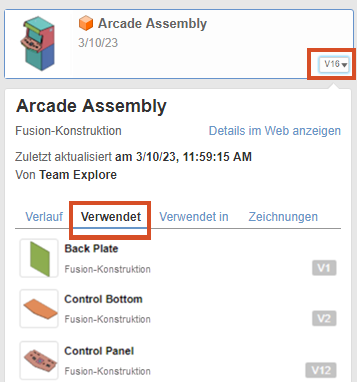 Gruppe Daten > Verwendet