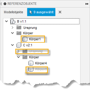 Beispiel für Referenzobjekte vorher
